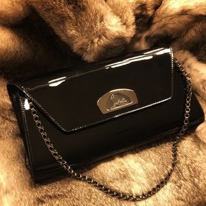 Louboutin Vero Dodat Patent Clutch Black